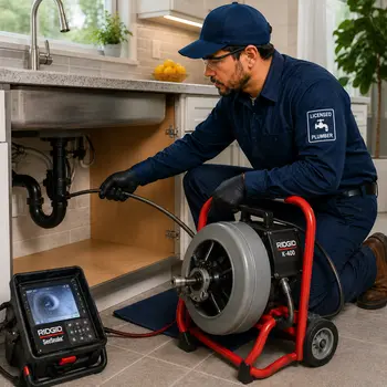 Drain cleaning service in San Jose using professional snaking equipment for clog removal