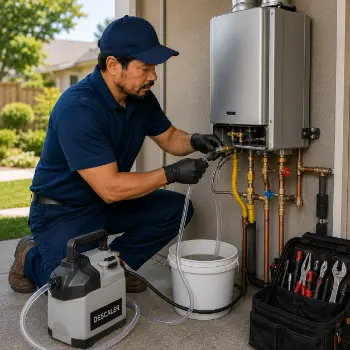 Evergreen tankless water heater descaling service by licensed plumbing professional