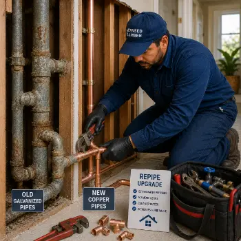 Galvanized pipe replacement repiping in San Jose for older homes with corroded lines