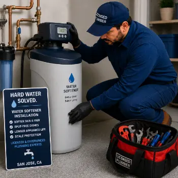 Water softener installation in San Jose for hard water by licensed plumbing expert